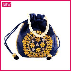 Embroidered Potli Clutch Wristlet Handmade Traditional Ethnic Wedding Party